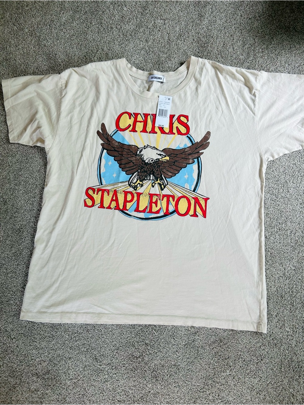 Chris Stapleton Daydreamer Graphic Tee - Cream with Red & Blue Print